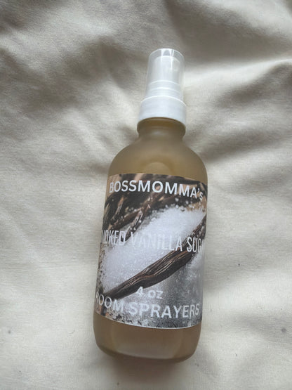Bottle of Bossomman's Room Spray in the SMOKED VANILLA SUGAR
