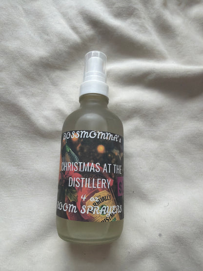 4oz frosted glass spray bottle in CHRISTMAS AT THE DISTILLERY room spray